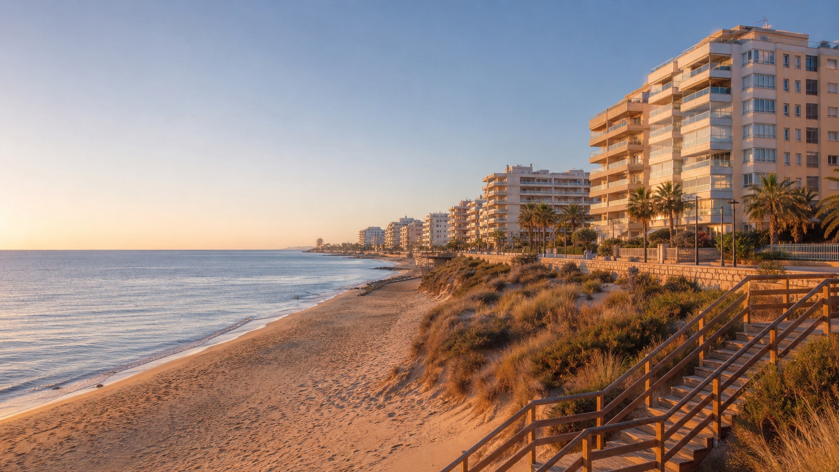 Playa de Arenales del Sol, dunas y paseo junto al Mediterráneo