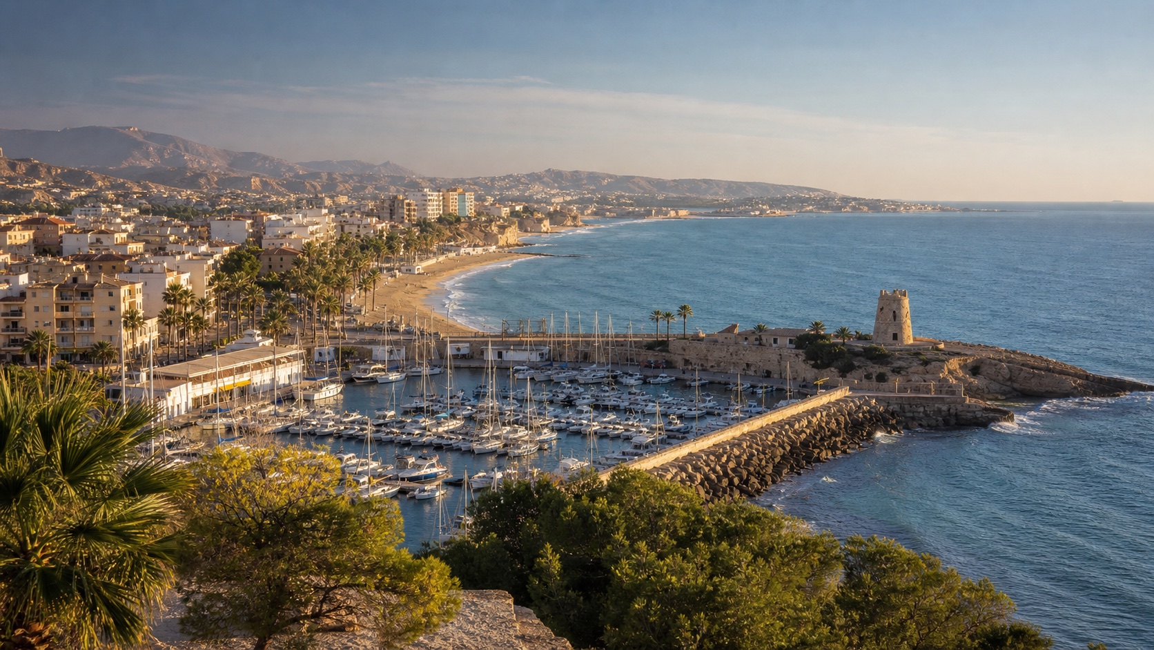 Puerto de El Campello, Torre de la Illeta y playa mediterránea