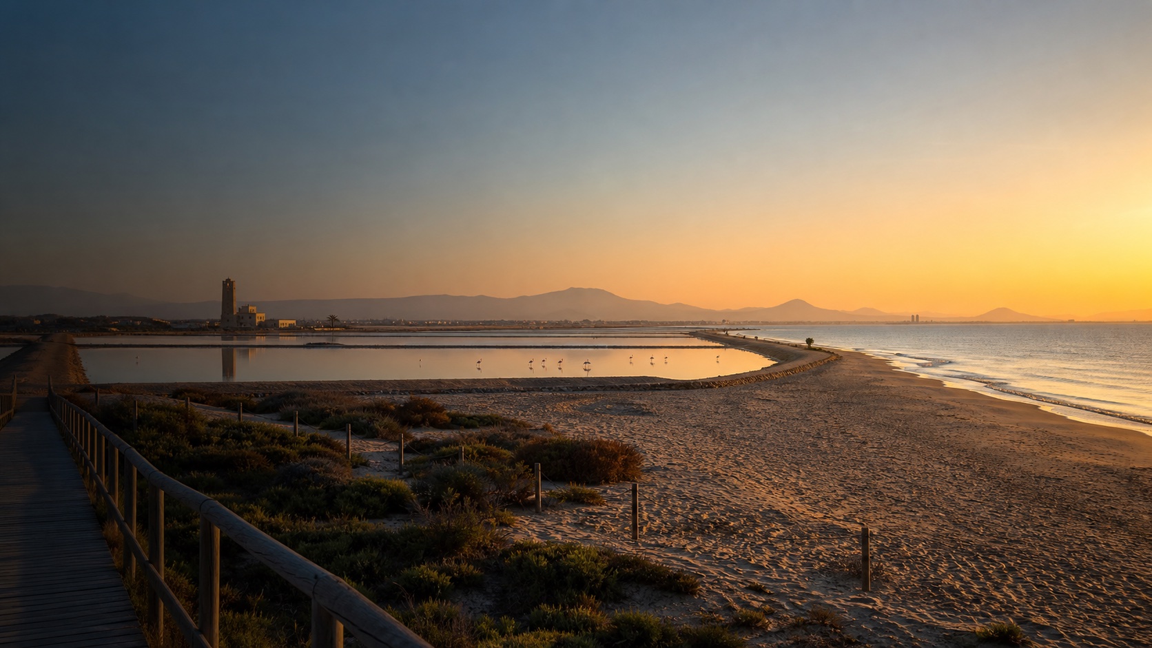 Salinas, flamencos y playa mediterránea de San Pedro del Pinatar